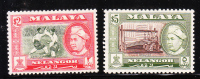 Malaya Selangor 1957-60 Sultan Hisam-ud-Din Alam Shah $2 & $5 MNH - Selangor