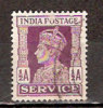 Timbre Inde Anglaise Service Y&T N°106 Obl. Georges VI. 1/2 Anna. - 1936-47 Koning George VI