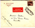 N°645 BRUXELLES 1-12.I.45 S/lettre EXPRES V.Bxl.GRIFFE N CONTROLE/TOEZICHT - Guerra 40 – 45 (Cartas & Documentos)