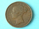 1853 HALF PENNY ( Young Head ) / KM 726 ( Uncleaned Coin - For Grade, Please See Photo ) ! - C. 1/2 Penny