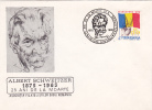 ALBERT SCHWEITZER, MEDIC, TEOLOGIST, MUSICIAN, 1990, SPECIAL COVER, OBLITERATION CONCORDANTE, ROMANIA - Albert Schweitzer