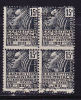 N° 270 15C GRIS EXPOSITION INTERNATIONALE DE PARIS BLOC DE 4 OBL - Used