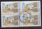 FRANCE N° 2643 3.20 BRUN JAUNE ET BLEU EUROPA BATIMENTS POSTAUX BLOC DE 4 OBL - Used