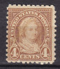 United States 1925 Mi. 265 W2 C     4 C Martha Washington Perf. 10, MH* - Unused Stamps