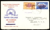 1957 Tonga Airmail Letter Cover Sent To USA. Overprint Stamps 1866-1966 TUPOU COLLEGE & SECONDARY EDUCATION. (H162c003) - Tonga (...-1970)