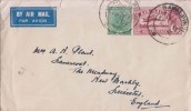 Br India King George V, Airmail Postal Stationery Envelope, Used, Rawalpindi To England, India Condition As Per The Scan - 1911-35 Koning George V