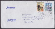 New Zealand FASTPOST Airmail Par Avion Cover To Denmark Rugby The Blacks - The Invincebles Stamp - Luchtpost