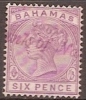 BAHAMAS - 1884 6d Queen Victoria. Scott 30. Fiscal Cancel - 1859-1963 Kronenkolonie