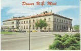 Denver CO Colorado US Mint, Coins, Autos C1950s/60s Vintage Postcard - Denver