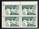 Canada MNH Scott #O45a 20c Paper Industry With ´Flying G´ Overprint Upper Left Plate Block (blank) Spot On Selvedge - Overprinted