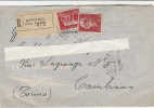 A1684 - 5 £ + 2 £ Imp.senza Fasci Su Raccomandata VG ROVERETO-CAMBIANO 22-12-1945 - Marcophilie