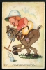 COMIC  POSTCARD HORSE BALL POLO GAME CARTE POSTALE STAMPED TIMBRE - Paardensport