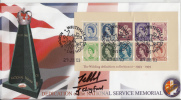 Great Britain Scott #2125 Souvenir Sheet Of 9 Plus Label - Dedication Of The National Service Memorial - Signed - Non Classés