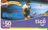 TARJETA DE HONDURAS DE TIGO DE PEPSI-COLA DE LIONEL MESSI -ARGENTINA (FUTBOL-FOOTBALL) - Honduras