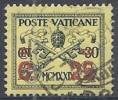 1931 VATICANO USATO SOPRASTAMPATO 25 SU 30 CENT GIALLINO - RR10299 - Usados