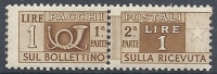 1946-51 ITALIA PACCHI POSTALI RUOTA 1 LIRA MNH **  - RR10305-3 - Paketmarken