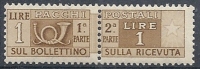 1946-51 ITALIA PACCHI POSTALI RUOTA 1 LIRA MNH **  - RR10312-4 - Colis-postaux