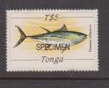 Tonga 1984 $5 Tuna Fish Definitive Self Adhesive MNH Overprinted Specimen - Tonga (1970-...)