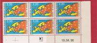 (d) Bloc De 6 Timbres Coin Datée Du N°105 Conseil De L´europe Daté Du 19/04/1990 - Dienstmarken