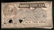 India Fiscal Bamra State 2 As Court Fee Stamp Type 11 KM 141 Revenue Inde Indien # 3661 - Bamra