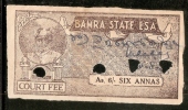 India Fiscal Bamra State 6 As Court Fee Stamp Type 11 KM 114 Revenue Inde Indien # 3667 - Bamra