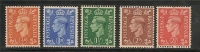 UK - GEORGE VI - 1950-52  - Colours Changed  - SG # 503/507  - MINT LH - Unused Stamps
