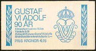 Czeslaw Slania. Sweden 1972. 90 Anniv King Gustaf VI Adolf. Booklet.  Michel  MH 38  MNH.  Signed. - 1951-80
