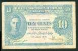 MALAYA , 10 CENTS 1.7.1941. P-8 , UNIFACE - Sonstige & Ohne Zuordnung