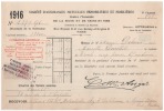 " Assurances CONTRE L'INCENDIE " 10c Quittances (200F Et Au Dessous) 1 JAN 1916 - Bank & Versicherung