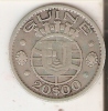 MONEDA DE PLATA DE GUINEA DE 20 ESCUDOS  DEL AÑO 1952  (COIN) SILVER,ARGENT. - Guinea