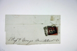 UK: One Penny Brown Unperforated, Corners C + G,  Part Of Folded Letter 1851 - Lettres & Documents