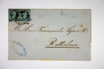 Nederland 1856 Briefomslag Van Diepen Amsterdam-> Rotterdam 2x NVPH 1 - Postal History