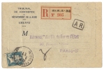 Lettre Judiciare Recommandée 1927 ( Tribunal De Commerce De La Seine ) Griffe A R 1,50f Pasteur - Cartas & Documentos