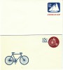 #U597 #U598 15-cent  Postal Stationery, Bicycle And America's Cup Sailboat, Lot Of 2 Envelopes - 1961-80