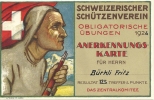 1924 Annerkennungskarte Obligatorisches Schiessen - Risch-Rotkreuz