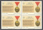 TURKEY 1968 50 KURUS MISSING GOLD PRINT, NEVER HINGED ** BLOCK OF 4 - Ungebraucht