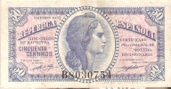 BILLETE DE ESPAÑA DE 50 CTS DEL AÑO 1937  MBC LETRA B - Other & Unclassified