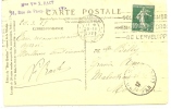 REF LBL10 - SEMEUSE CAMEE 10c VERT SUR CPA ED. "DEO GRATIAS"  PARIS / MALESTROIT 20/3/1925 - Cartas & Documentos