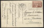 50c Antituberculeux Croix De Lorraine N°379 Obl. Méc. OOSTENDE S/carte Postale 1934. Tarif Exact à 50c. COB 20€ (199) - Covers & Documents