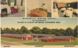 Vicksburg MS Mississippi, Magnolia Motor Hotel Motel Lodging Interior View, C1940s Vintage Linen Postcard - Autres & Non Classés