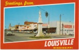 Louisville MS Mississippi, Street Scene, Tabor Drug Store, C1960s Vintage Postcard - Autres & Non Classés