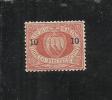 SAN MARINO 1892 STEMMA SOPRASTAMPATO COAT OF ARMS SURCHARGED MH C.10(c) SU 20 OTTIMA CENTRATURA FIRMATO SIGNED - Unused Stamps