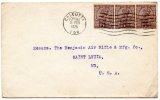 Calcutta 1925 3 Stamps India Old Cover To USA - 1911-35 Koning George V