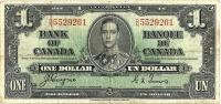 CANADA $1 DOLLAR KGVI HEAD FRONT WOMAN BACK DATED 2-1-1937 P58e SIGN. COYNE-TOWERS VF READ DESCRIPTION - Canada