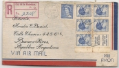 CANADA - 1954 REGISTERED COVER From CAP De La MADELEINE, PQ To ARGENTINA - FAUNA - CASTOR Carnet Sheet 5 Stamps + Advert - Lettres & Documents
