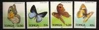 Tonga 1989 N° 729 / 32 ** Papillons, Hypolimnas Bolina, Jamides Bochus, Melanitis Leda Solandra, Danaus Plexippus - Tonga (1970-...)