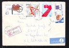 REGISTRED AIRMAIL COVER, 1976 , NICE FRANKING 6 STAMPS!,  FROM POLAND SEND TO ROMANIA. - Cartas & Documentos