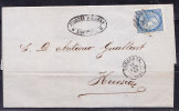 T)1867 CIRC.COVER SPAIN ,ZARAGOZA TO HUESCA,XF¡ . - Covers & Documents
