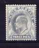 India - 1904 - 3 Pies Definitive - MH - 1902-11  Edward VII