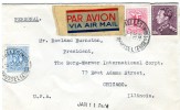 Belgium- Cover Posted(Personal) By Air Mail From "Palace Hotel"/ Brussels [3.1.1955] To "Borg Warner Corp."/ Chicago-USA - Autres & Non Classés